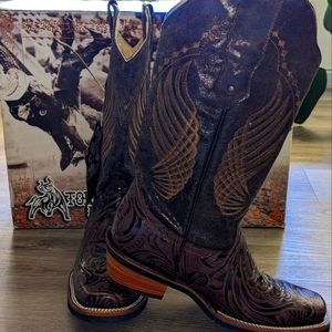 Women's tooled cowboy boots.